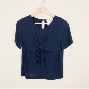 PJ by Peter Jenson Vintage Navy Blue Toe Front Blouse